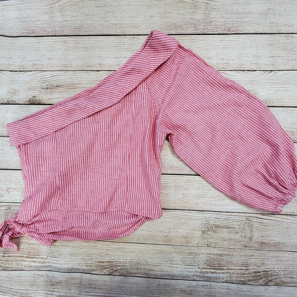 Free People Red One Shoulder Crop Top M - Picture 3 of 7